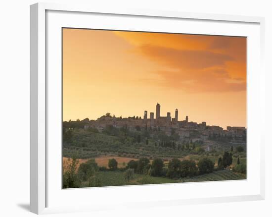 San Gimignano at Sunset, Siena Province, Tuscany, Italy, Europe-Sergio Pitamitz-Framed Photographic Print