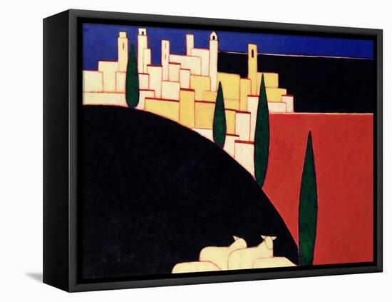 San Gimignano with Sheep, 1999-Eithne Donne-Framed Premier Image Canvas