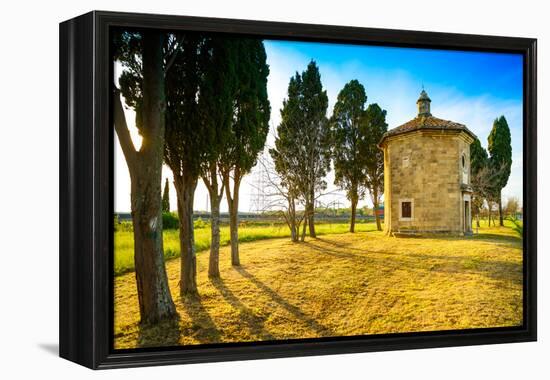 San Guido Oratorio Church and Cypress Trees. Maremma, Tuscany, Italy, Europe-stevanzz-Framed Premier Image Canvas