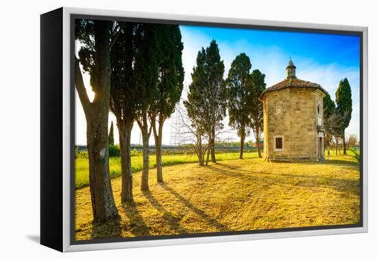 San Guido Oratorio Church and Cypress Trees. Maremma, Tuscany, Italy, Europe-stevanzz-Framed Premier Image Canvas