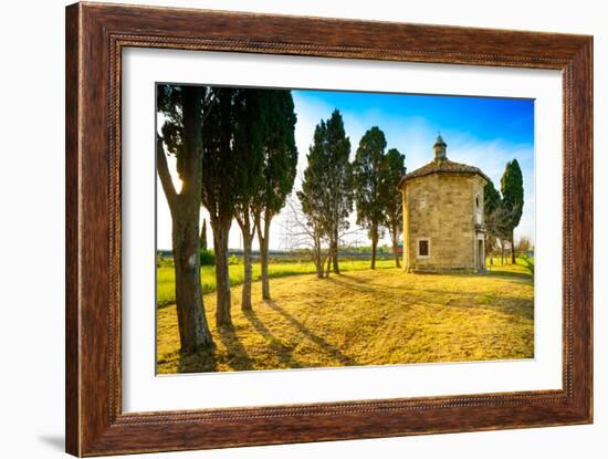 San Guido Oratorio Church and Cypress Trees. Maremma, Tuscany, Italy, Europe-stevanzz-Framed Photographic Print