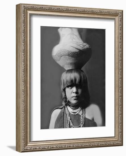 San Ildefonso Girl with Jar-Edward S^ Curtis-Framed Giclee Print