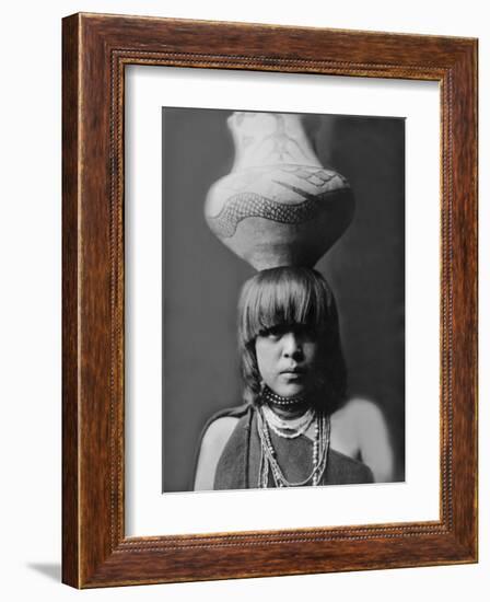 San Ildefonso Girl with Jar-Edward S^ Curtis-Framed Giclee Print