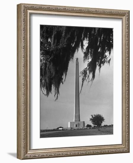 San Jacinto Memorial Top of Monument Framed by Tree Branches Encased in Spanish Moss-Alfred Eisenstaedt-Framed Photographic Print