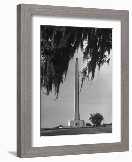 San Jacinto Memorial Top of Monument Framed by Tree Branches Encased in Spanish Moss-Alfred Eisenstaedt-Framed Photographic Print