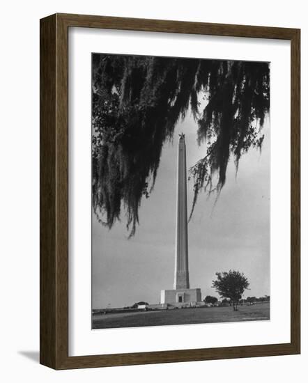 San Jacinto Memorial Top of Monument Framed by Tree Branches Encased in Spanish Moss-Alfred Eisenstaedt-Framed Photographic Print