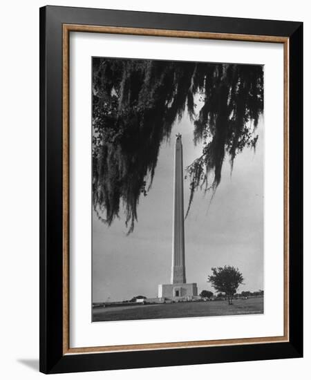 San Jacinto Memorial Top of Monument Framed by Tree Branches Encased in Spanish Moss-Alfred Eisenstaedt-Framed Photographic Print