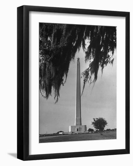 San Jacinto Memorial Top of Monument Framed by Tree Branches Encased in Spanish Moss-Alfred Eisenstaedt-Framed Photographic Print