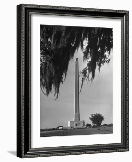 San Jacinto Memorial Top of Monument Framed by Tree Branches Encased in Spanish Moss-Alfred Eisenstaedt-Framed Photographic Print