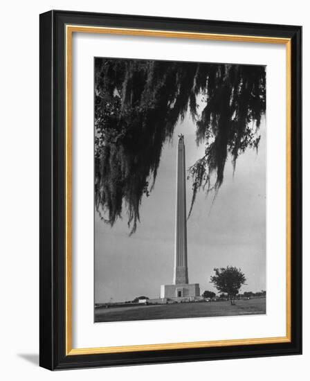 San Jacinto Memorial Top of Monument Framed by Tree Branches Encased in Spanish Moss-Alfred Eisenstaedt-Framed Photographic Print