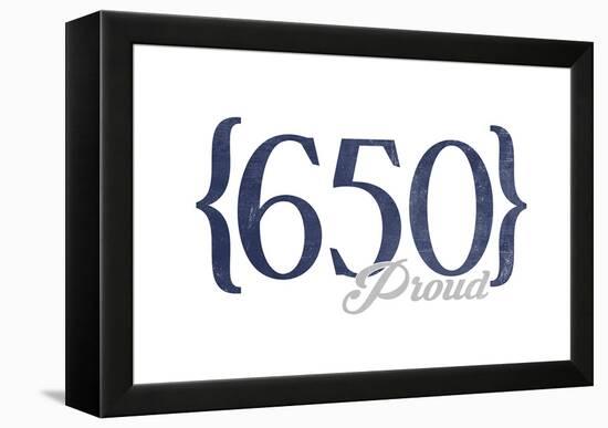 San Jose, California - 650 Area Code (Blue)-Lantern Press-Framed Stretched Canvas