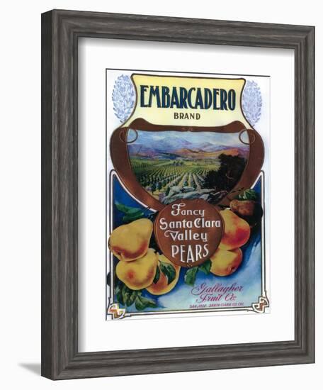 San Jose, California - Embarcadero Pear Label-Lantern Press-Framed Art Print