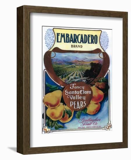 San Jose, California - Embarcadero Pear Label-Lantern Press-Framed Art Print