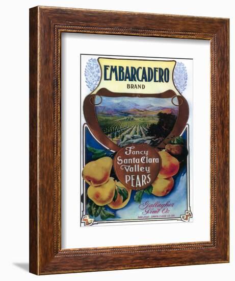 San Jose, California - Embarcadero Pear Label-Lantern Press-Framed Art Print