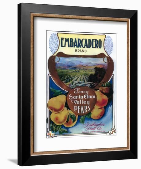 San Jose, California - Embarcadero Pear Label-Lantern Press-Framed Art Print