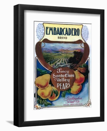 San Jose, California - Embarcadero Pear Label-Lantern Press-Framed Art Print