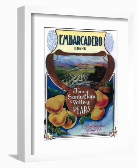 San Jose, California - Embarcadero Pear Label-Lantern Press-Framed Art Print