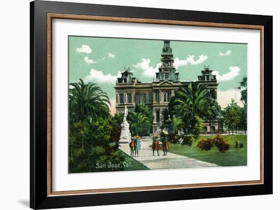 San Jose, California - Exterior View of City Hall-Lantern Press-Framed Art Print