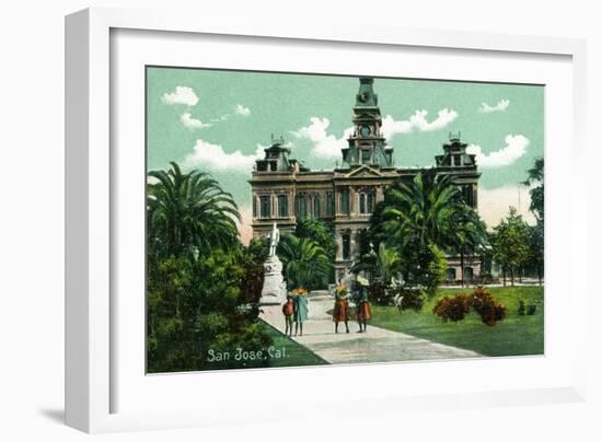 San Jose, California - Exterior View of City Hall-Lantern Press-Framed Art Print