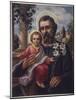 San Jose (Saint Joseph) Holds His Son in One Hand a Lily Stem in the Other-null-Mounted Photographic Print