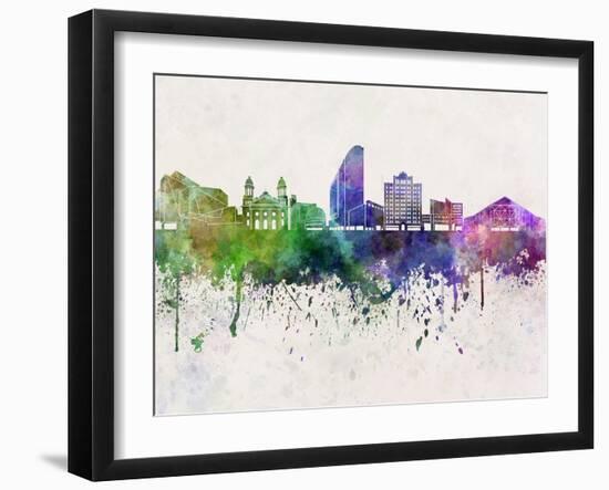 San Jose Skyline in Watercolor Background-paulrommer-Framed Art Print