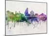 San Jose Skyline in Watercolor Background-paulrommer-Mounted Art Print