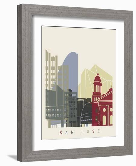 San Jose Skyline Poster-paulrommer-Framed Art Print