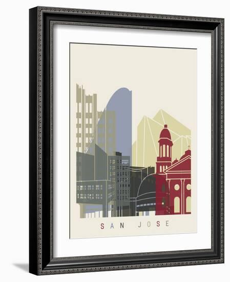 San Jose Skyline Poster-paulrommer-Framed Art Print