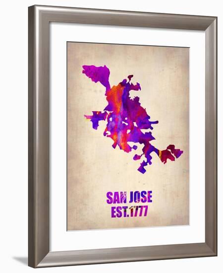 San Jose Watercolor Map-NaxArt-Framed Art Print