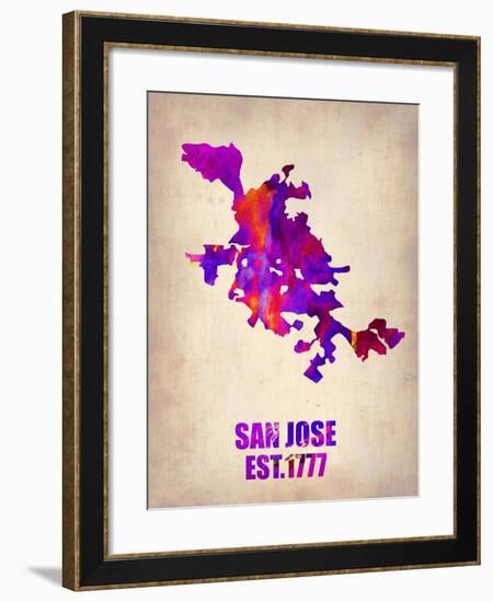 San Jose Watercolor Map-NaxArt-Framed Art Print