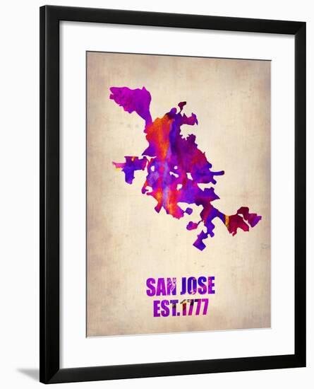 San Jose Watercolor Map-NaxArt-Framed Art Print