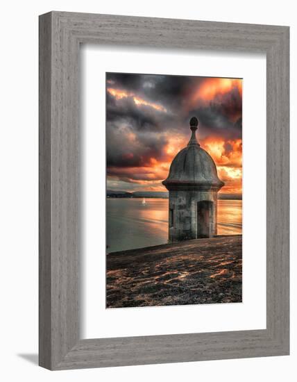 San Juan Bay Sunset With A Sentry Post-George Oze-Framed Photographic Print