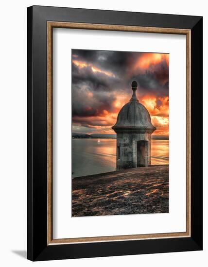 San Juan Bay Sunset With A Sentry Post-George Oze-Framed Photographic Print