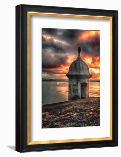 San Juan Bay Sunset With A Sentry Post-George Oze-Framed Photographic Print