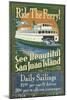 San Juan Island, Washington - Ferry Ride-Lantern Press-Mounted Art Print