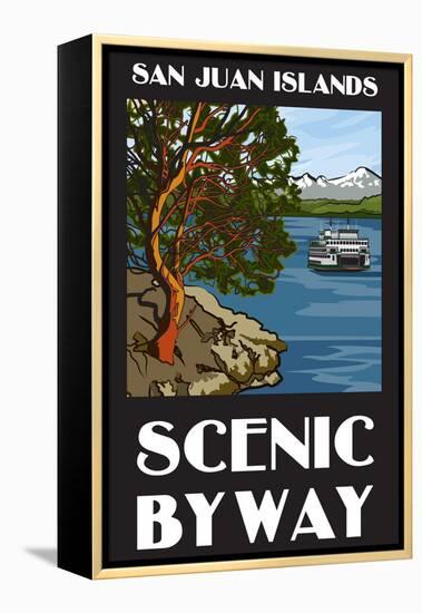 San Juan Islands Scenic Byway, Washington - Official Logo-Lantern Press-Framed Stretched Canvas