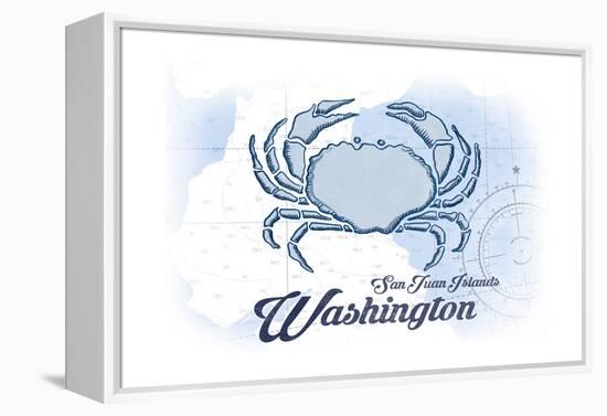 San Juan Islands, Washington - Crab - Blue - Coastal Icon-Lantern Press-Framed Stretched Canvas