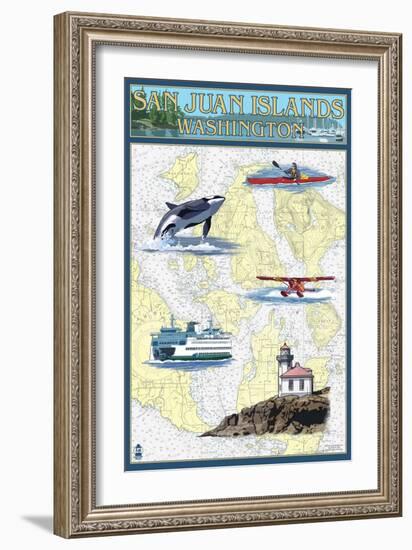 San Juan Islands, Washington - Nautical Chart-Lantern Press-Framed Art Print