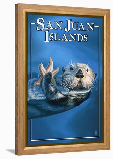 San Juan Islands, Washington - Sea Otter-Lantern Press-Framed Stretched Canvas