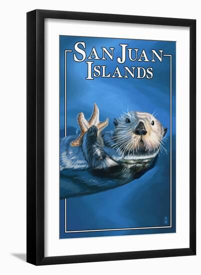 San Juan Islands, Washington - Sea Otter-Lantern Press-Framed Art Print