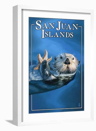 San Juan Islands, Washington - Sea Otter-Lantern Press-Framed Art Print