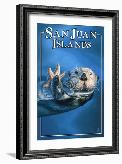 San Juan Islands, Washington - Sea Otter-Lantern Press-Framed Art Print