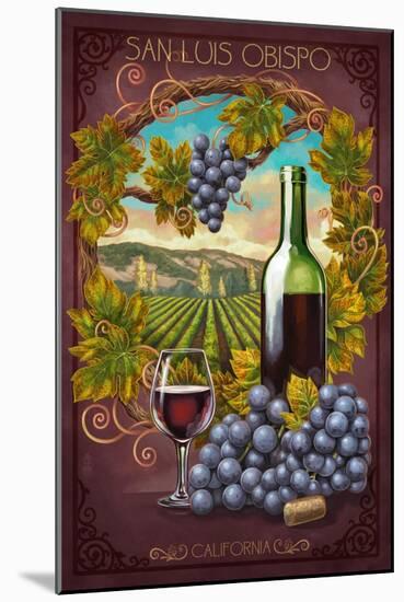 San Luis Obispo, California - Merlot-Lantern Press-Mounted Art Print