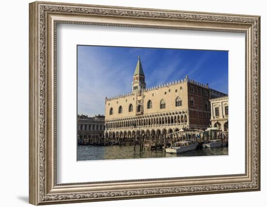 San Marco waterfront bathed in afternoon sun, Campanile and Doge's Palace, Venice, UNESCO World Her-Eleanor Scriven-Framed Photographic Print