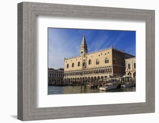 San Marco waterfront bathed in afternoon sun, Campanile and Doge's Palace, Venice, UNESCO World Her-Eleanor Scriven-Framed Photographic Print