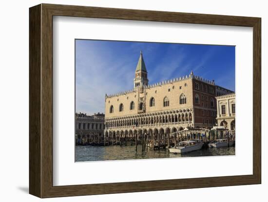 San Marco waterfront bathed in afternoon sun, Campanile and Doge's Palace, Venice, UNESCO World Her-Eleanor Scriven-Framed Photographic Print