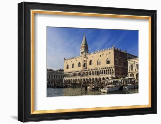 San Marco waterfront bathed in afternoon sun, Campanile and Doge's Palace, Venice, UNESCO World Her-Eleanor Scriven-Framed Photographic Print