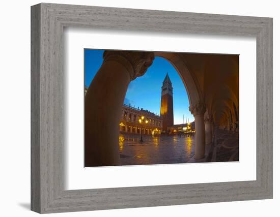 San Marcos Square at Night with Reflections, Venice, Italy-Terry Eggers-Framed Photographic Print