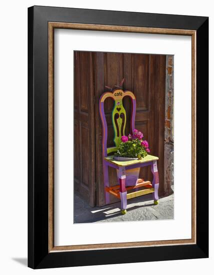 San Miguel De Allende, Mexico. Colorful painted chair planter-Darrell Gulin-Framed Photographic Print
