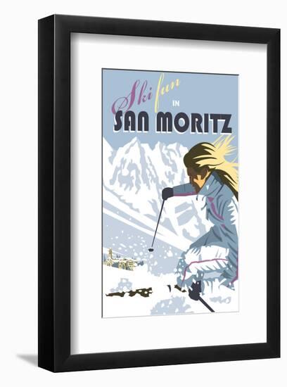 San Moritz - Dave Thompson Contemporary Travel Print-Dave Thompson-Framed Giclee Print